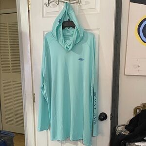 AFTCO MEN'S YUREI PERFORMANCE HOODED LONG SLEEVE PERFORMANCE/ BAHAMA HEATHER.